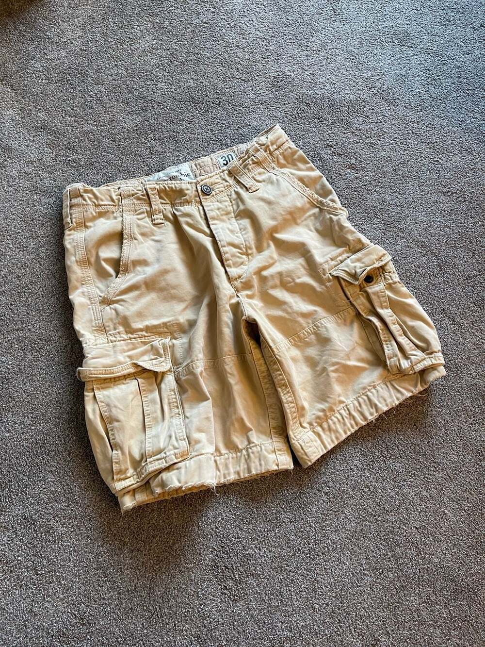 Abercrombie & Fitch Cargo Shorts Size 30 Tan Cotton Y2K